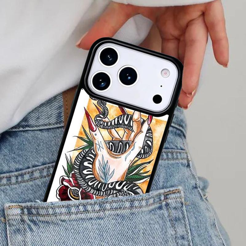 Hand Snake Flower Phone Case for iPhone 16e 15 14 13 12 17 Pro Max Plus Air 17pro Cover Coque
