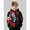 3D Digital Printed Colorful Lion King, Trendy Animal Pattern Hooded Sweatshirt, Fashionable Casual Children's Clothing