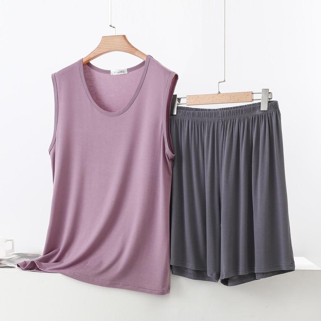 Women's Modal Pajama Set: Sleeveless Tank Top & Loose Shorts, Summer-Weight Plus Size Homewear
