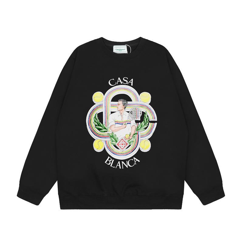American Trendy Brand Casablanca Crew Neck Sweater Hoodie Men's Couple Ins Autumn and Winter Thickened Long-sleeved Women's T