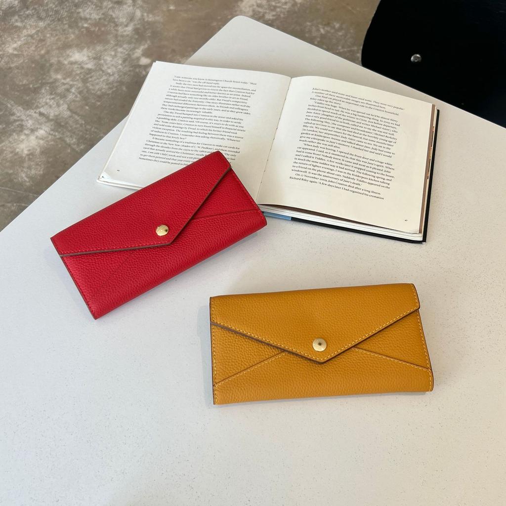 Wallet Women'S Leather Lychee Pattern Long Wallet Bag Fashion Contrast Color Clutch Bag Cowhide Wallet