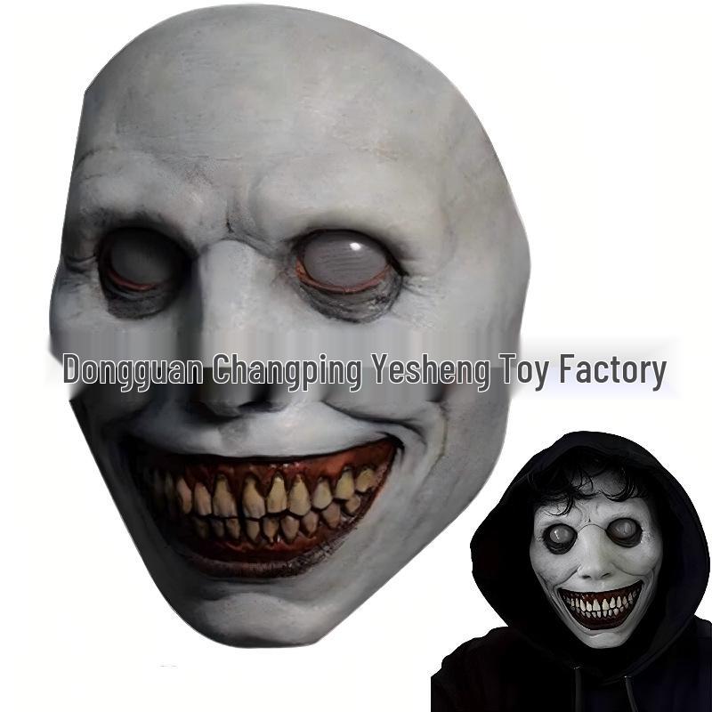 2021 Halloween Exorcist Demon Mask - Smiling White Face with White Eyes Horror Mask