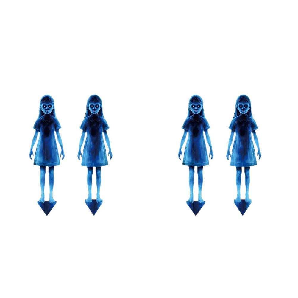 Halloween Outdoor Decor Yard Signs Scary  40cm Metal Twins Spooky Garden Stakes For Yard, Patio Garden Spooky Carnival Theme