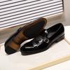 Fashion FELIX CHU Men's Patent Leather Loafers Black/Green Monk Strap Slip-On Shoes for Wedding Party Dress Casual Fashion