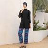 Modest Plus Size Muslim Swimwear Set Women Long Sleeve Rash Guard Wide-Leg Pants Hijab Cover-Up