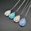 Vintage Handmade Copper Wire Water Drop Necklace Pendant With Wave Pattern For Women