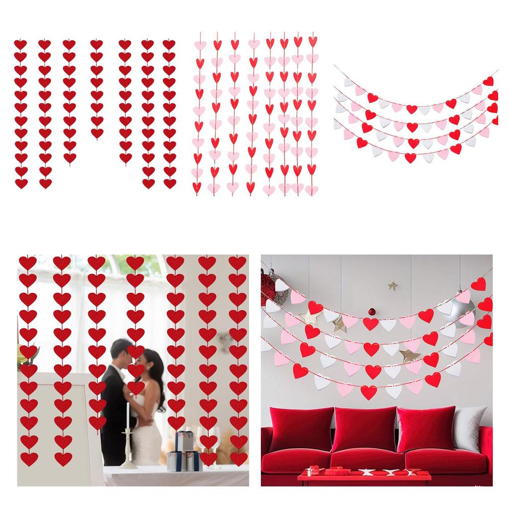 Felt Heart Garland Banner Valentine's Day Decoration Wall Decoration Romantic
