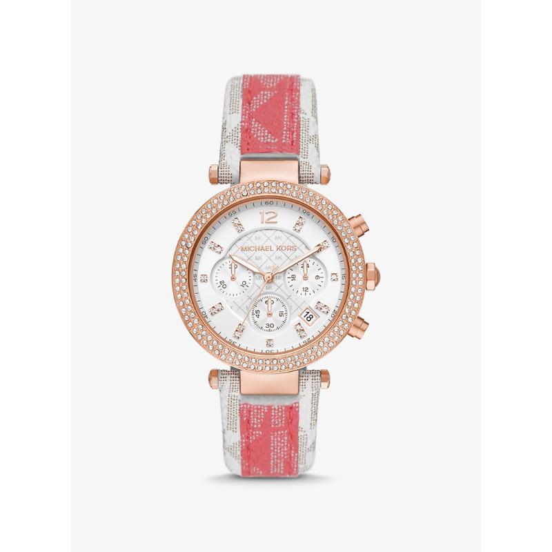 

Женские часы Michael Kors Parker с паве, покрытие из розового золота и двухцветные, с логотипом MK6951 розового золота
