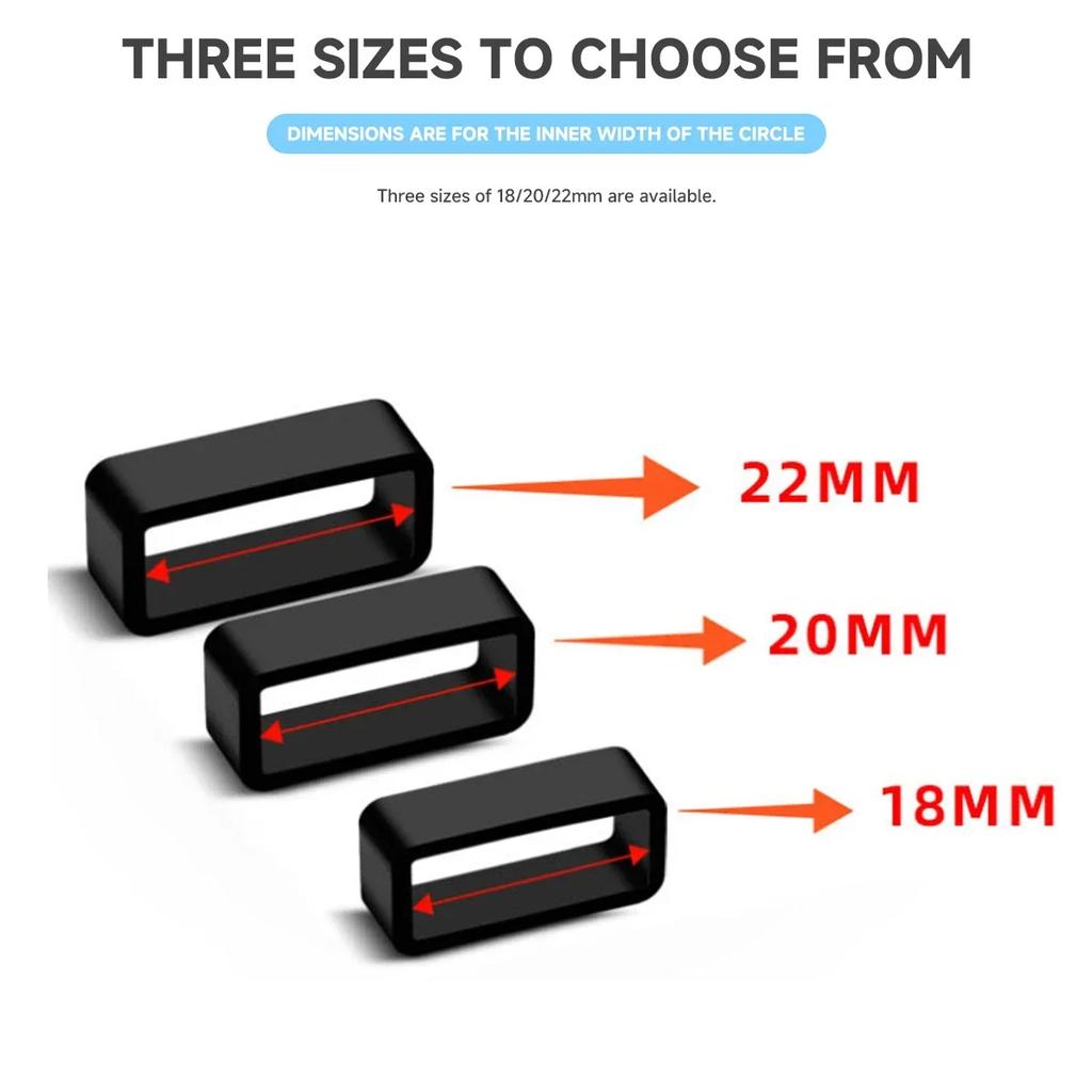 4pcs Silicone Strap Ring 12 14 16 17 18 19 20 22 24 26mm Waterproof Loops Security Holder Watch Accessories Rubber Band Keeper