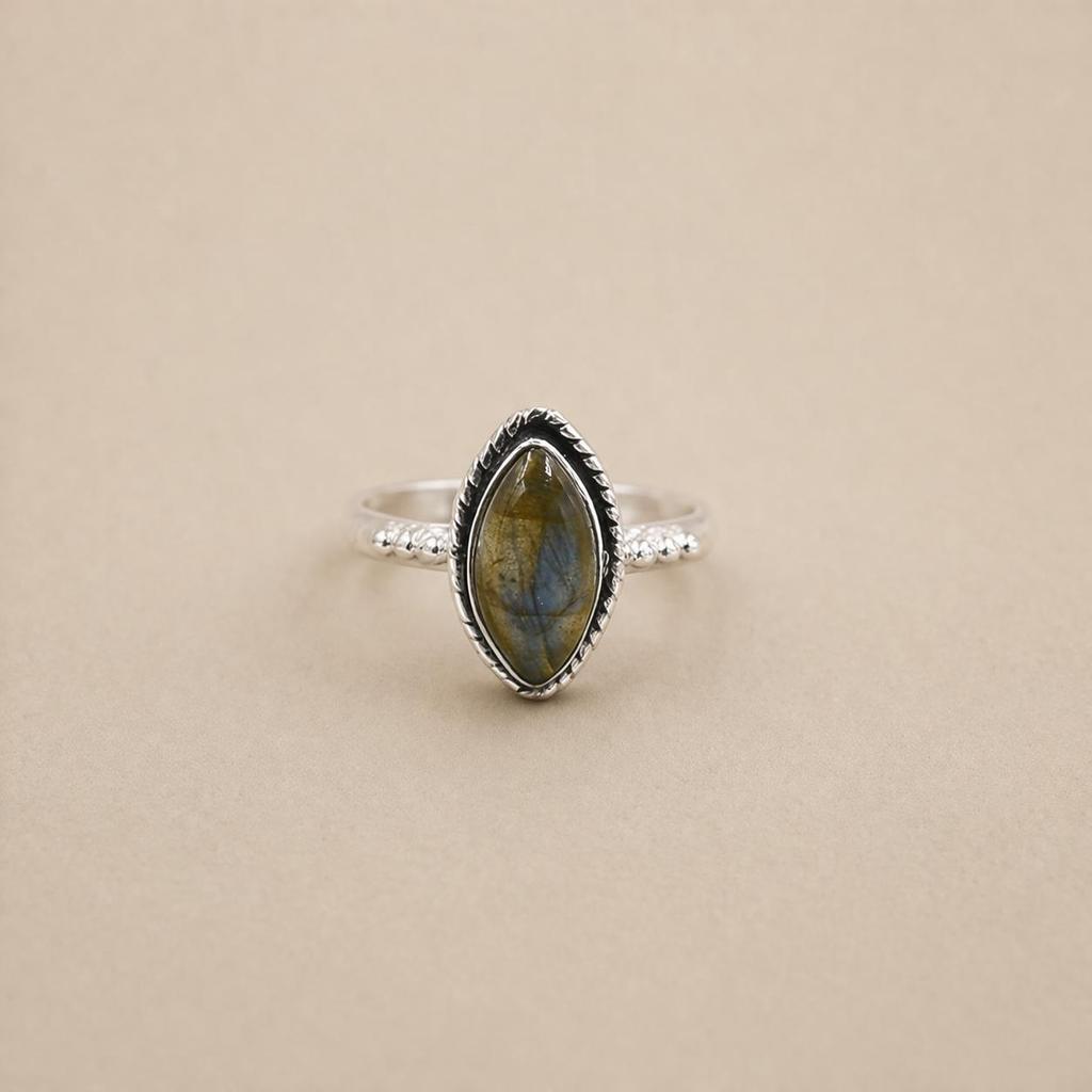 Blue Fire Labradorite Marquise Ring 6x12mm, 925 Sterling Silver Statement Ring, Flashy Gemstone Jewelry