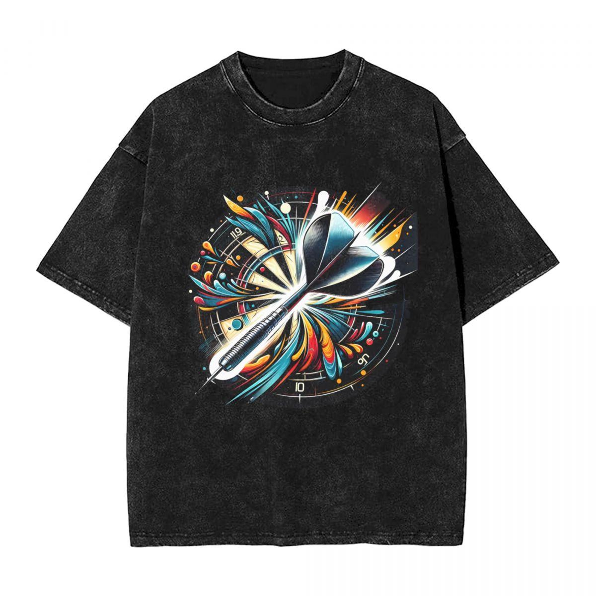 

Creative Black Dartboard woman Men Cotton Washed Hot Print TShirt Harajuku CotTshirt Mens Summer Short Sleeve Tees S