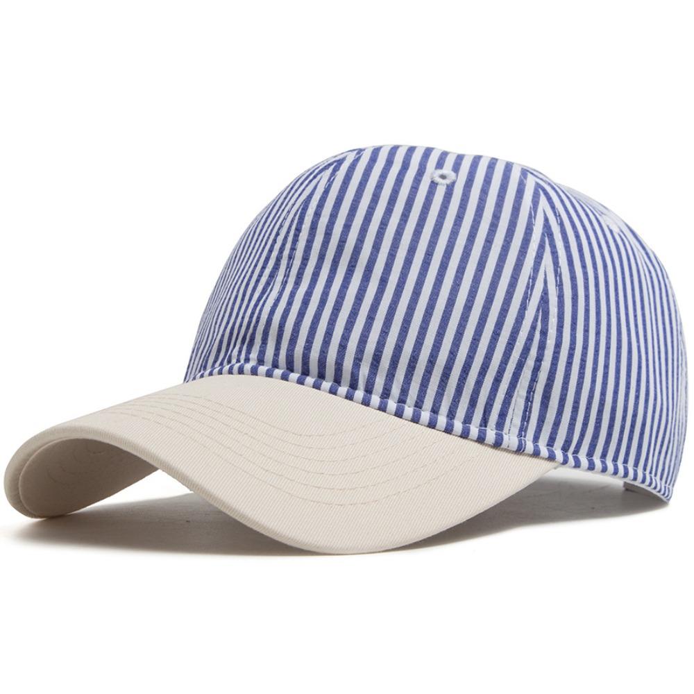 Soft Top Striped Design Baseball Cap Adjustable Sun Protection Casual Hat Breathable Lightweight Peaked Caps For Women Men