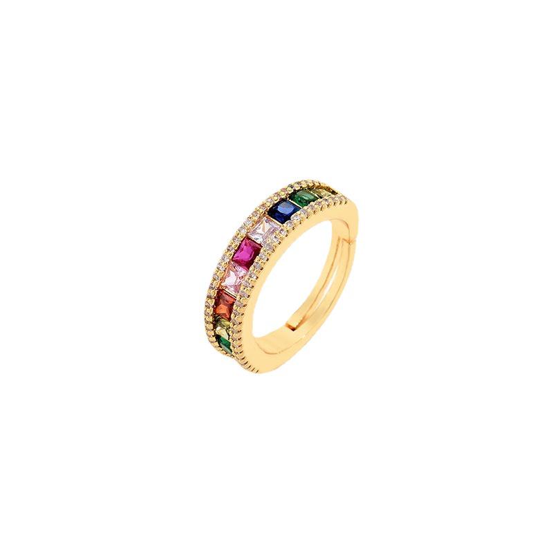 Women's Luxury Colorful Zircon Open Ring - High-End Fashion Design