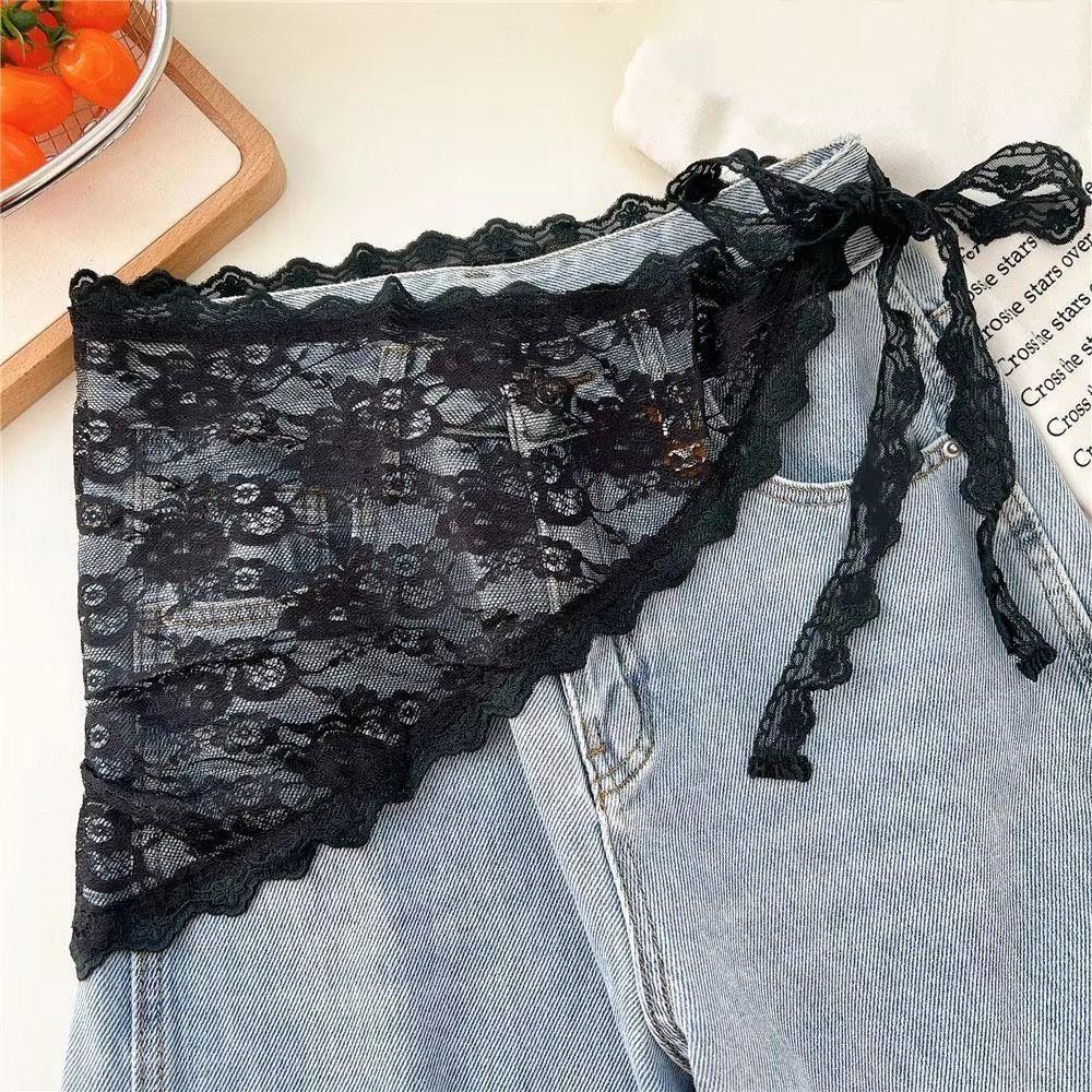 Trendy Lace Half Skirt Flower Embroidery Korean Spring Headscarf Lace Trim Apron Skirt Accessories