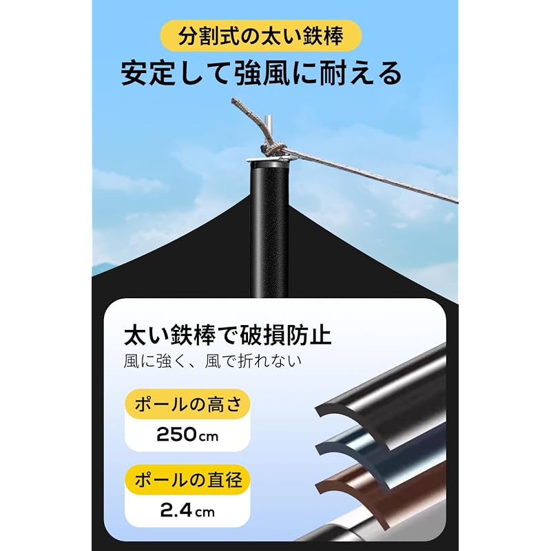 [Black Rubber Coating, Factory Direct] Large Waterproof Tarp Tent for Camping, Compatible with Camping Tents, Water-Repellent, Lightweight, UPF50+ UV