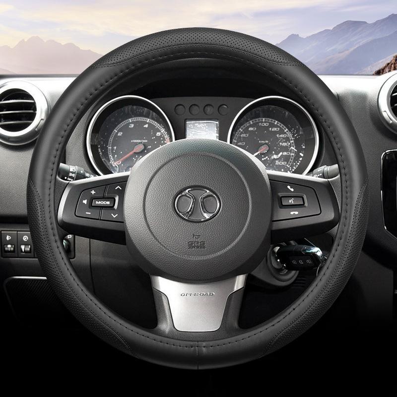 High Leather Braid On Car Steering Wheel Cover Wrap For BAIC BJ20 BJ30 BJ40 BJ60 BJ80 BJ90 F40 37-38CM Steering-Wheel Protector