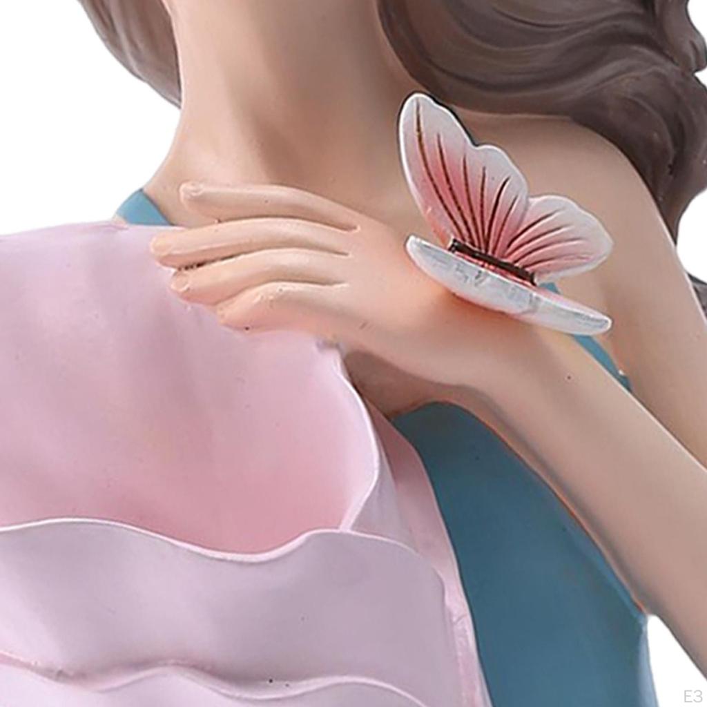 Chic Girl Sttue Decortive Sculpture Rt Cretive Crfts Resin for Tbletop Home Ccents Living