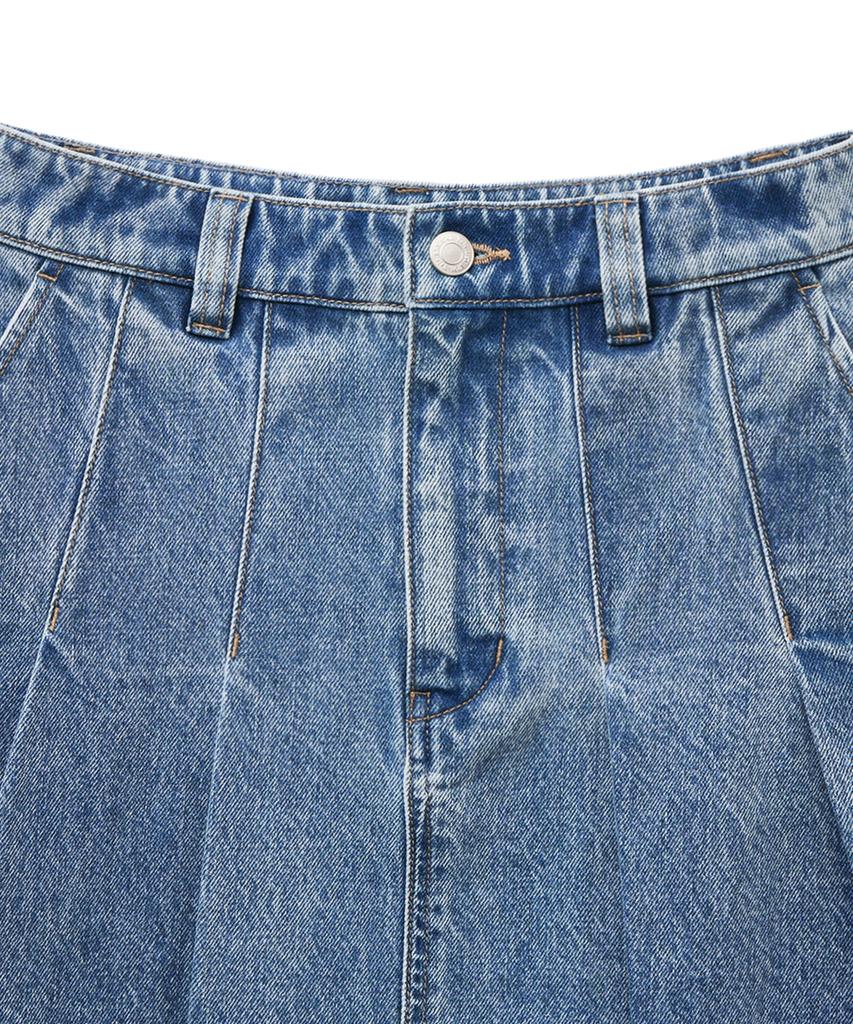 Yale Denim Pleated Skirt_Light Blue