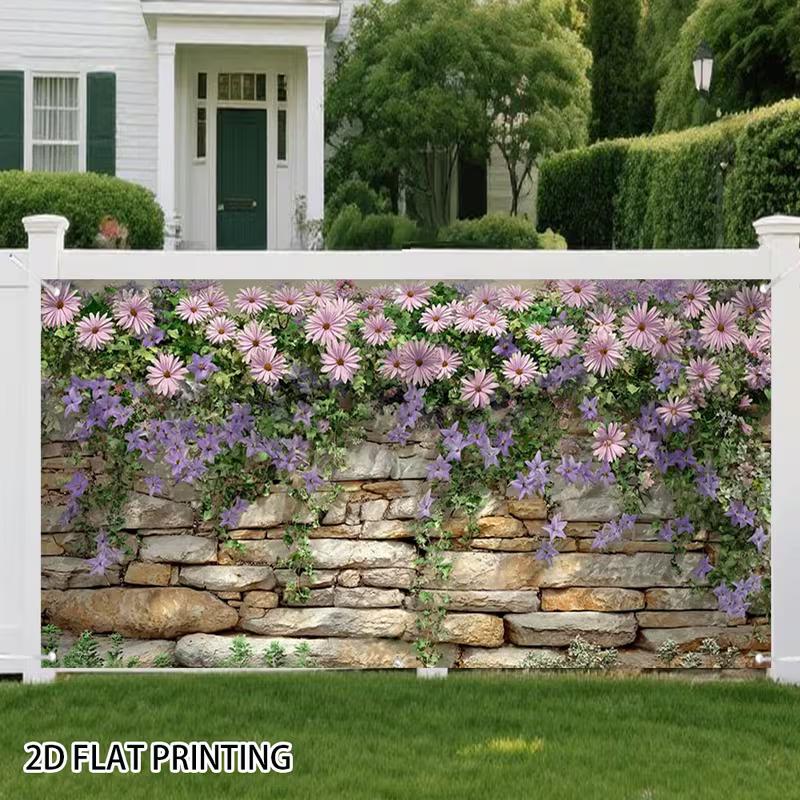 2D Purple Daisy Stone Wall Backdrop for Photo Booth & Party Decor