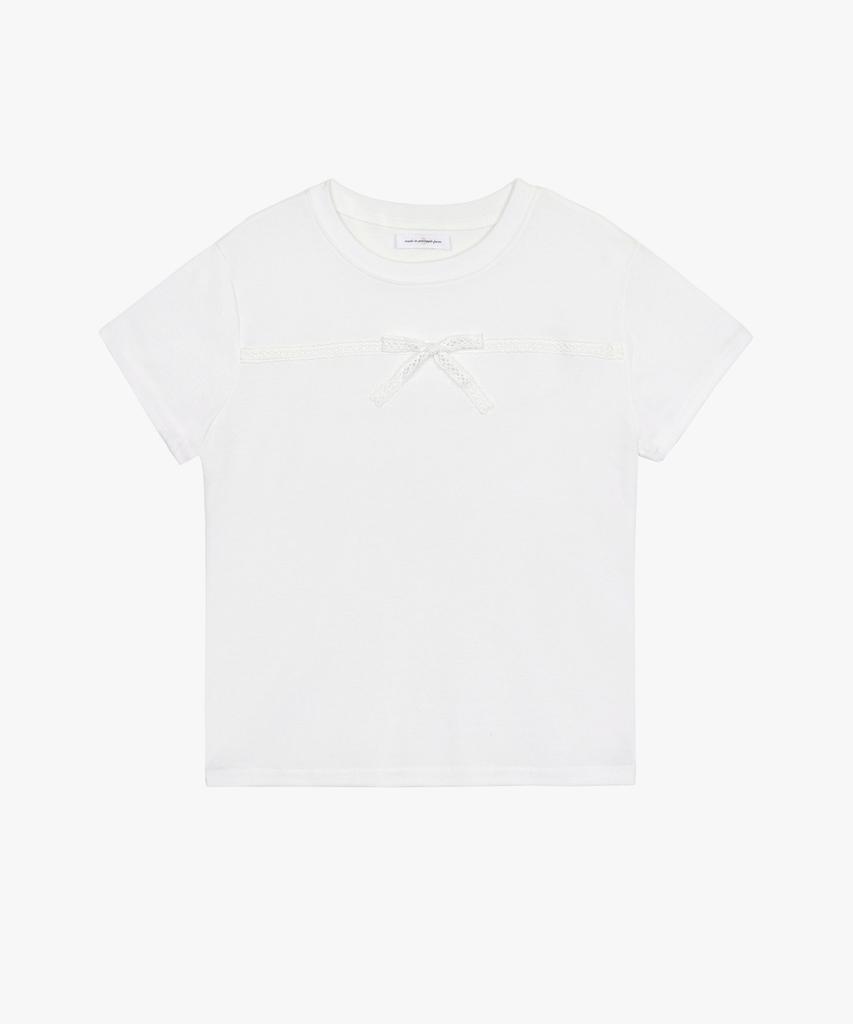 PINK PINEAPPLE Petite Lace Half T-Shirt_White