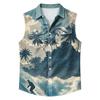 Gilet Camicia da Lavoro da Uomo con Revers e Bottoni - Top Leggero Senza Maniche