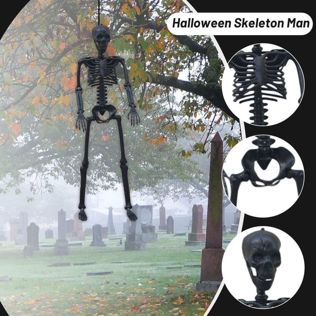 Halloween Skeleton Skeleton Man Black 90cm Standing Hanging Decoration Haunted House Bar Courtyard Decoration