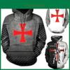 Levende Designet Unisex Tempelridder Cosplay 3D Print Pullover Afslappet Sweater