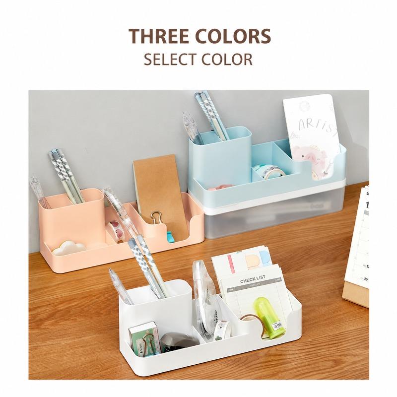 Desktop Office Plastic Organizer Multifunctional Business Notebook Personal Ornament Memo Pen Holder Space Saving Storage Rack