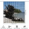 Beach Wood Log Shower Curtain Waterproof Bathroom Decor Blue Sky Tree Trunk Print Fabric Shower Panels Bathtub Liner Decoration