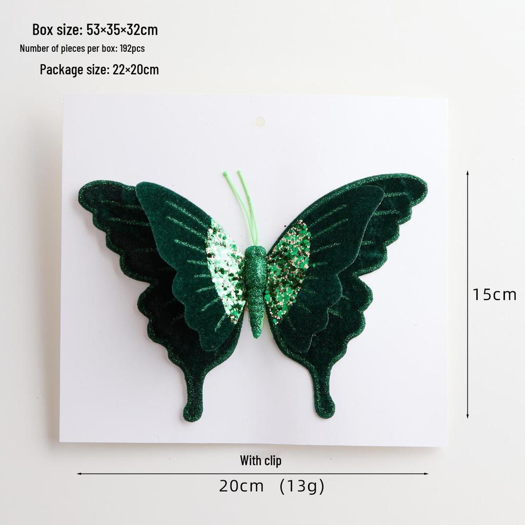 High-Grade Velvet Double-Layer Butterfly Christmas Tree Decorations