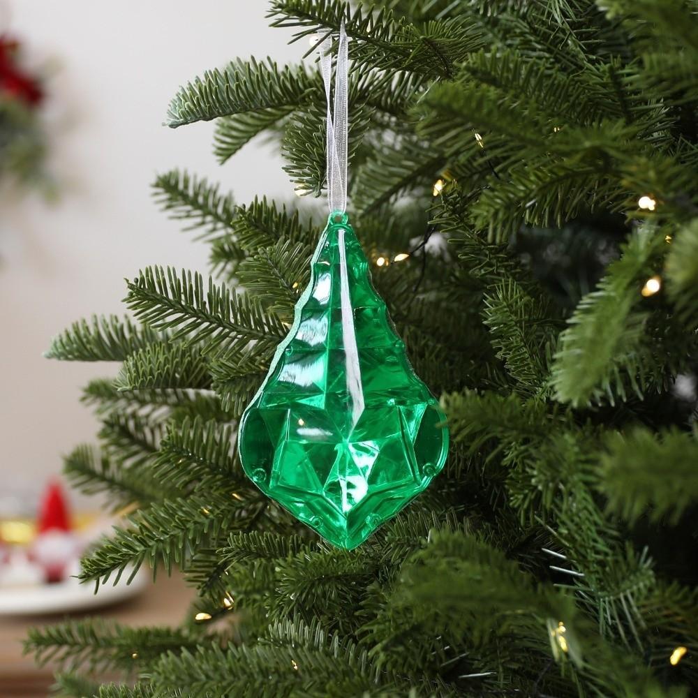 Transparent Gemstone Christmas Pendants Shining Christmas Tree Ornaments  Holiday Party Supplies