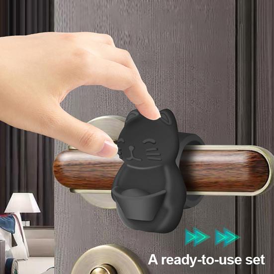 Fortune Cat Door Stopper Wall Protector Shock Absorbing Elephant Door Stops Wall Shield Cushion Adhesive Free Wall Bumper Guard for Door Handle