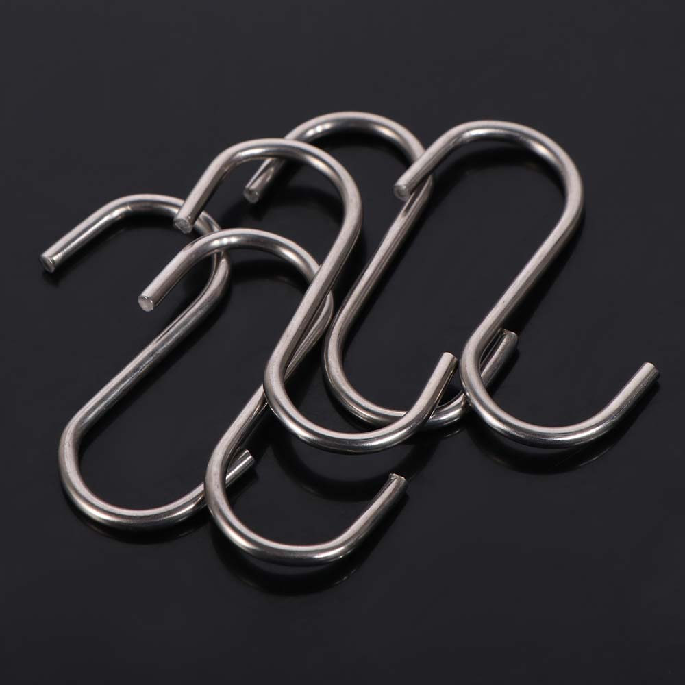 20PCS Multi-Use S Shaped Hooks Sturdy S Hanger Hook Stainless Steel Hangers  Wardrobe