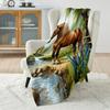 Multi-Sizes Horses By The Stream Print Blanket Warm Soft for Sofa Bed Home Travel Camping Blanket All Seasons Luxury Gifts