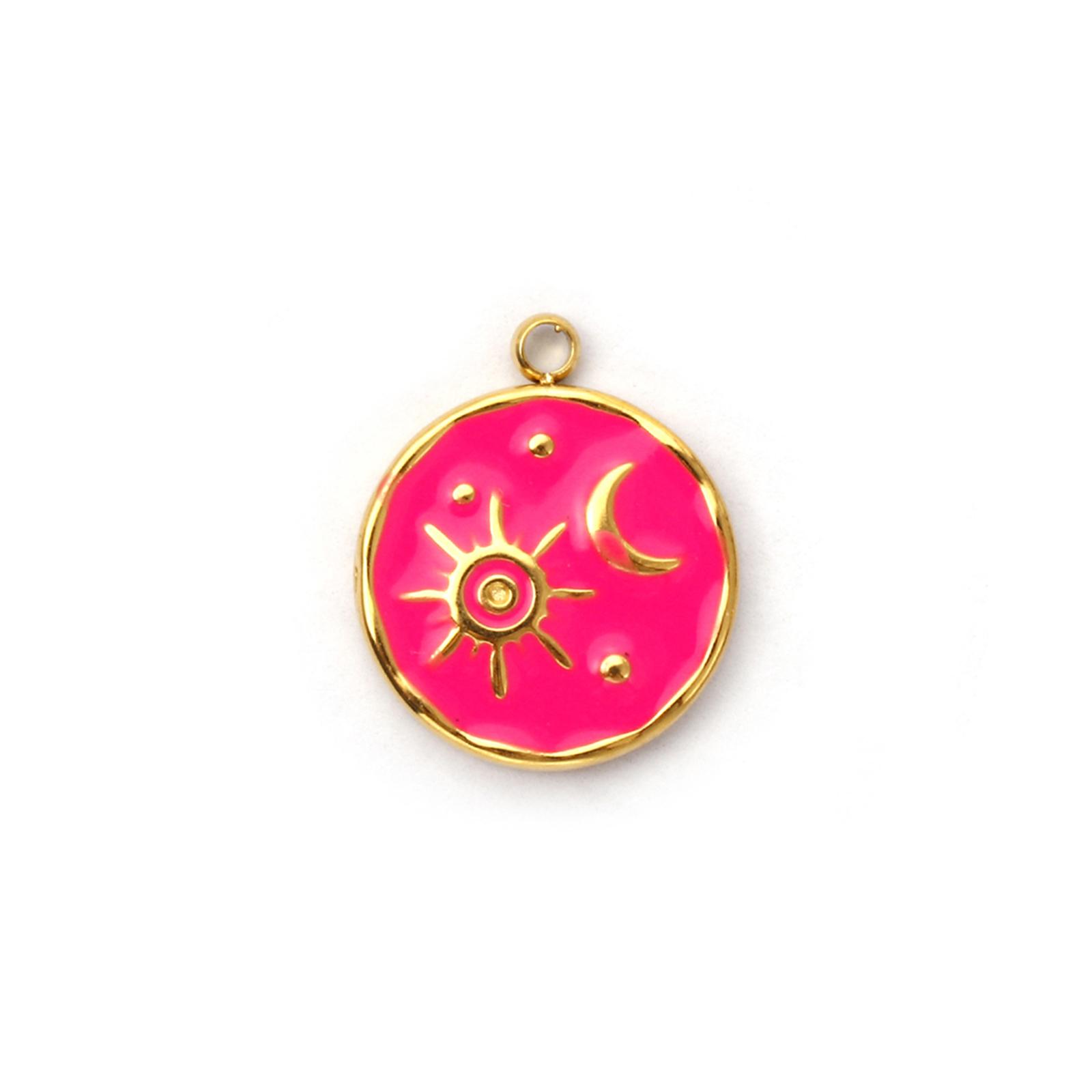 

1 Piece 304 Stainless Steel Charms 18K Gold Plated Enamel Evil Eye Flower Sun Moon Pendant For DIY Necklace Jewelry Making