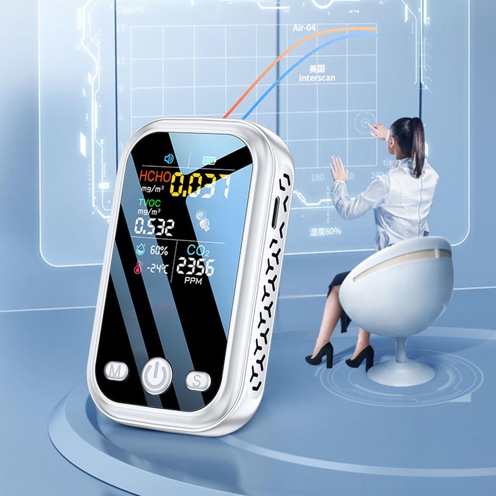 5 in 1 Quality Monitor Multifunctional Smart Portable CO2 Humidity Temperature Detector for Indoor Home