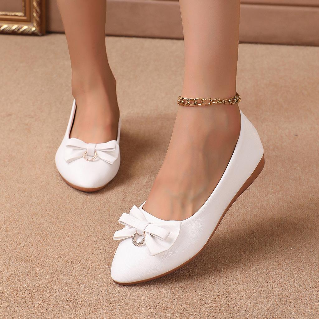 Wear Pointed Bows and Shallow Shoes Outside the Plus Size Flat Shoes, Casual Beanie Shoes
