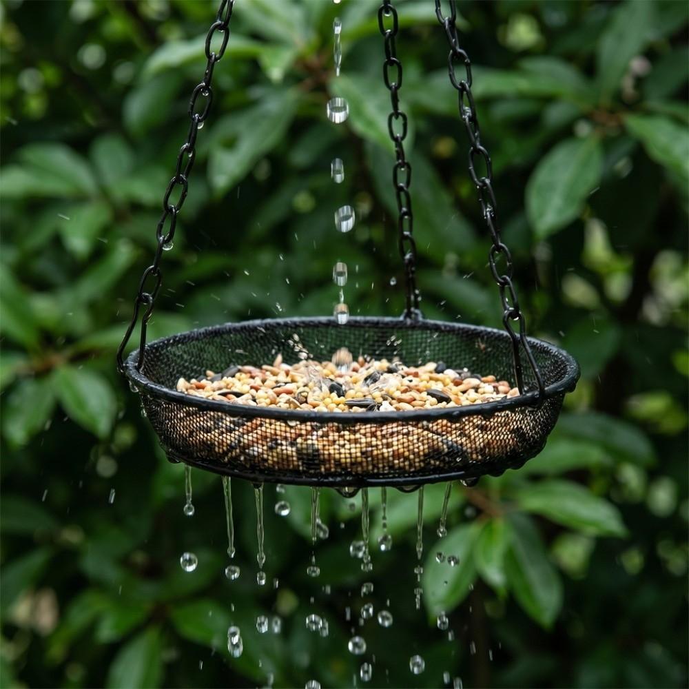 Metal Mesh Hanging Bird Feeder Sturdy Outdoor Bird Feeder Hummingbird Bird Feeder Tray Balcony