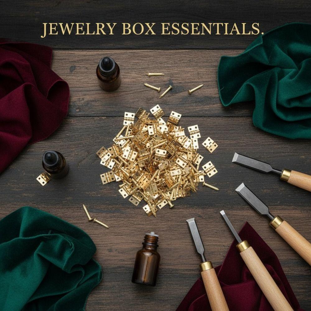 100PCS Furniture Hinges Brass Mini Hinge 10x8MM Gold Tiny Hinge Hardware With Screws Retro Style Brass Hinges Jewelry Box