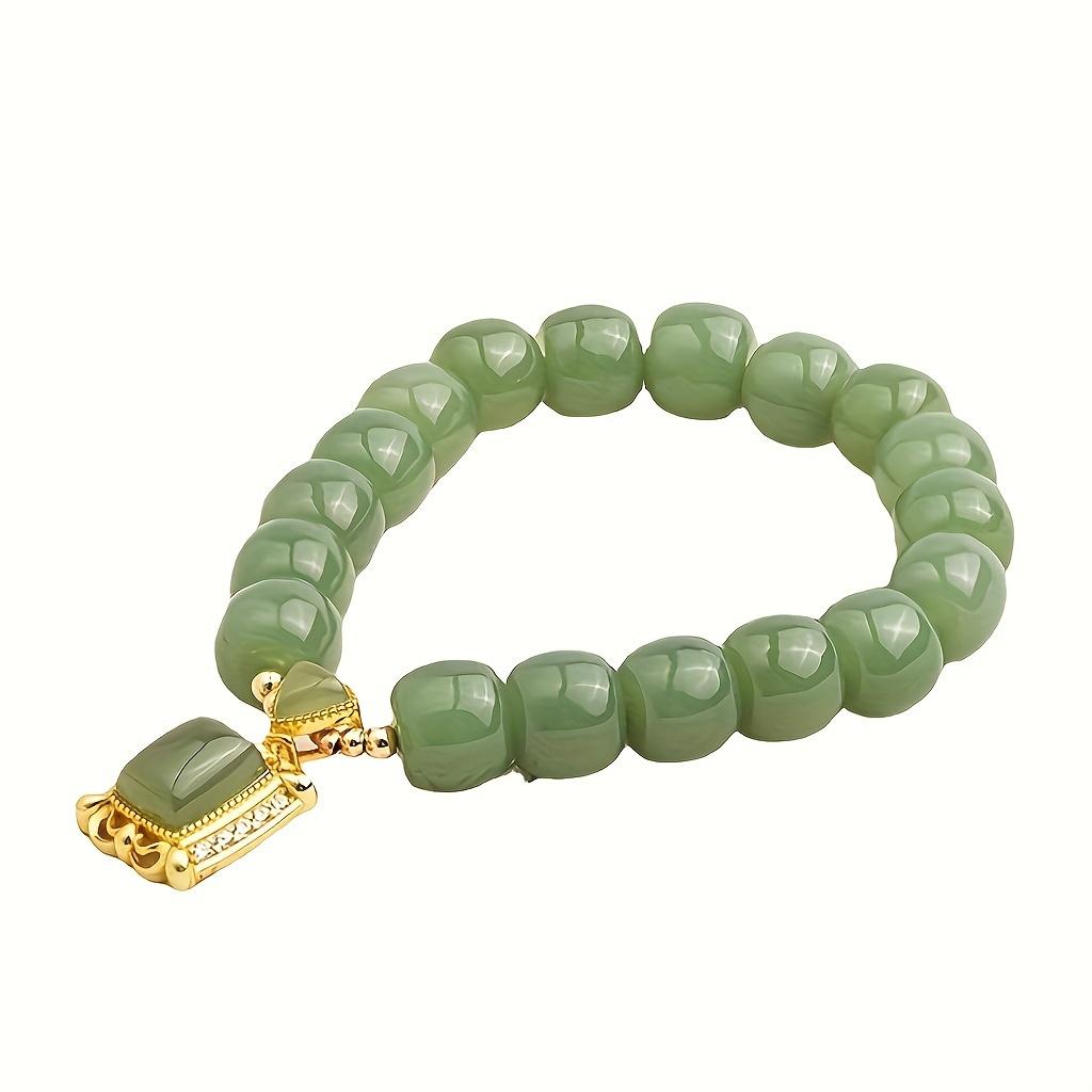 1pc Elegant Jade Colored Beaded Bracelet  Traditional Chinese Style, Chic Accessory for All Occasions Fashion Bracelet Women Gift