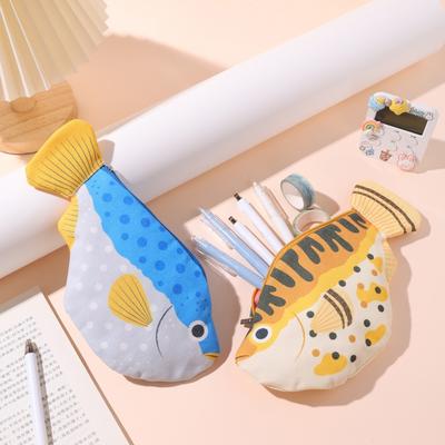 Back-to-school Supplies, Large-capacity Pencil Case, Creative And Interesting Pencil Case, Pufferfish, Deep-sea Fish Cartoon Animal Pencil Case, Multi