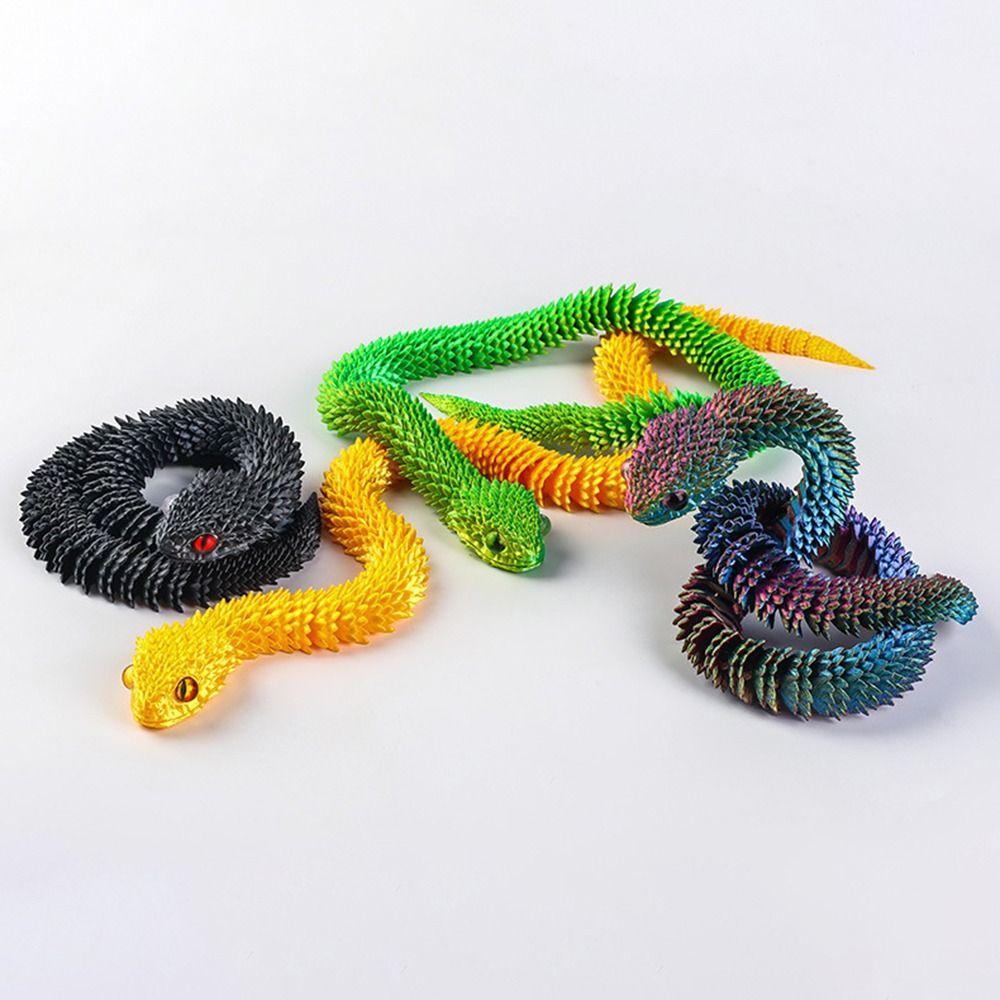 30/45/60cm 3D Printed Snake Toy Multicolor Animal Simulation Model Car Decoration
