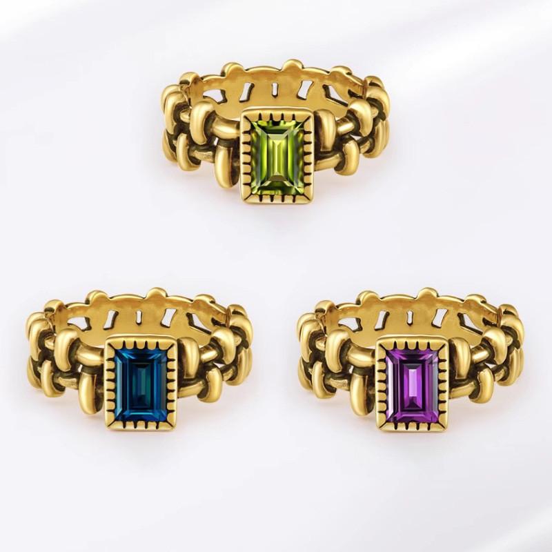 Exquisite Elegant Copper Ring With Zircon For Women Adjustable Vintage Design