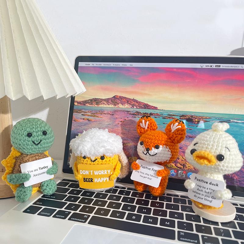 Positive Potato Desk Accessories Crochet Ornament Kawaii Woven Figurine Desktop Offices Accessories Gift for Children Room Decor