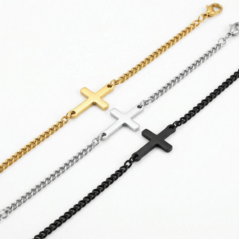 Cold Fashion Stainless Steel Cross Versatile Bracelet Simple Gold Accessories