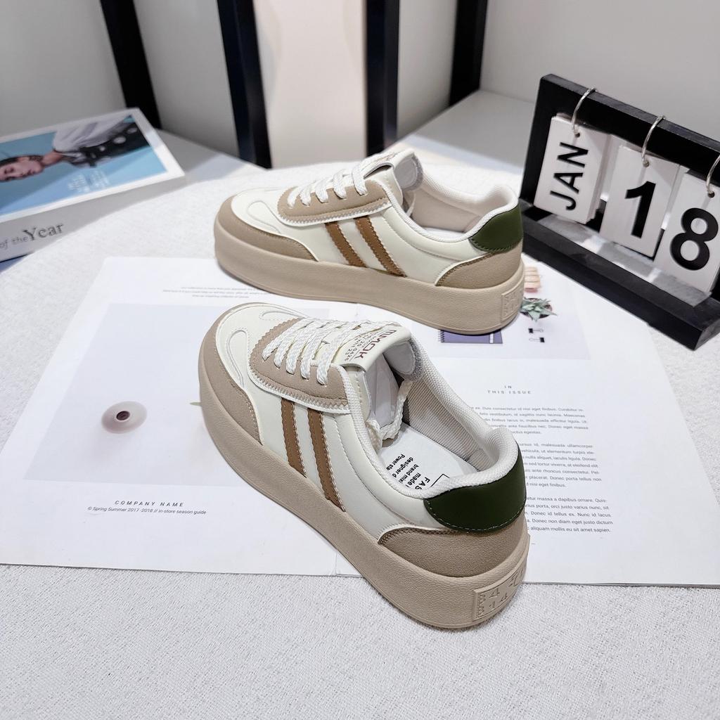 Leather Platform Color Matching Moral Training Shoes Women's Spring 2025 New Ins Tide Internet Celebrity Student Leisure Sports Shoes