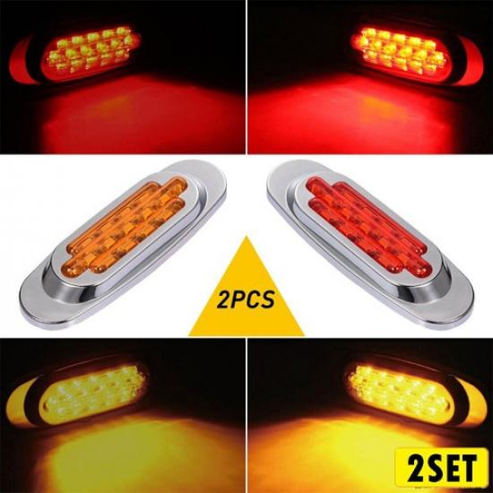 16-LED Marker Side Lights Truck RV Trailer Clearance Lamp Light Waterproof Amber