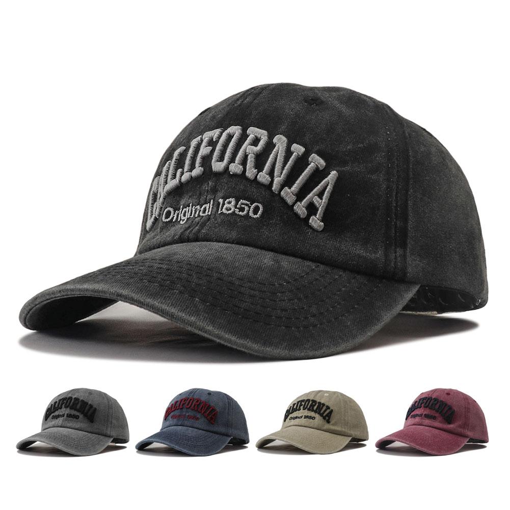 Casquettes de Baseball Réglables Utilisation Extérieure Chapeaux de Soleil Décontractés Pour Femmes Hommes Hip Hop Coton Lavé Casquette Snapback Mode Broderie Californie