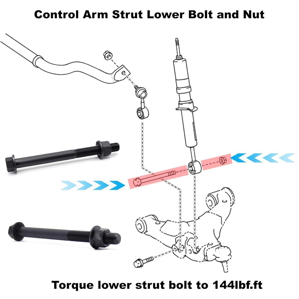 Shock Absorber Bolt, Strut Mount Bolt With Nut For Toyota 2008- Sequoia & 2007- Tundra