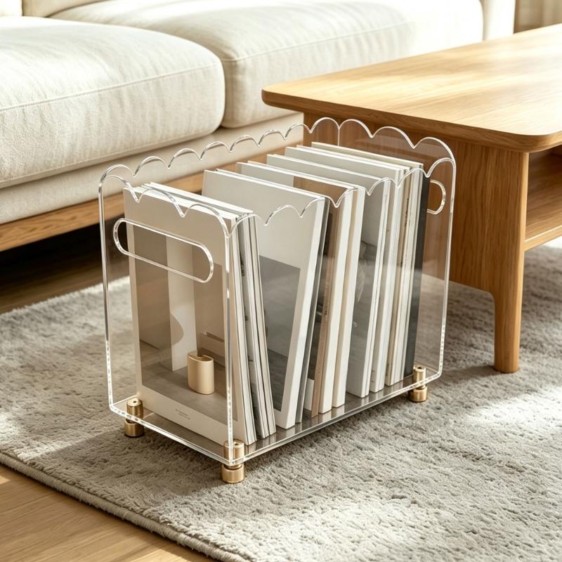 Decorative Acrylic Document Rack with Clear View Panels, Paper Holder for Magazines, Files, and Reading Materials